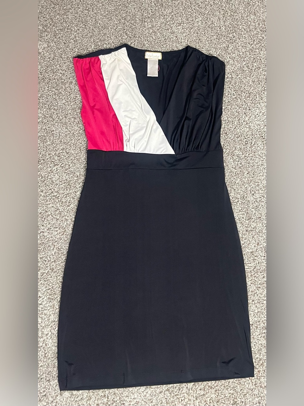 Y2k Baby Phat Black, White & Pink Colorblock Midi Dress